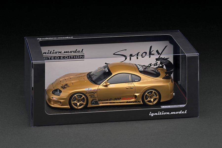 Ignition Model 1/18 TOP SECRET GT300 Toyota Supra (JZA80) Gold With Mr. Smokey Nagata IG2484