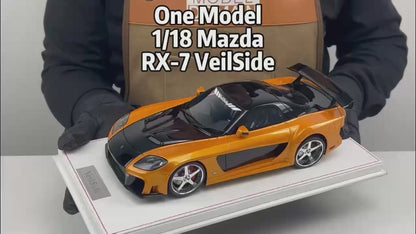 ONE MODEL 1:18 Mazda RX-7 (FD3S) VeilSide Fortune — Orange/Black Resin Model